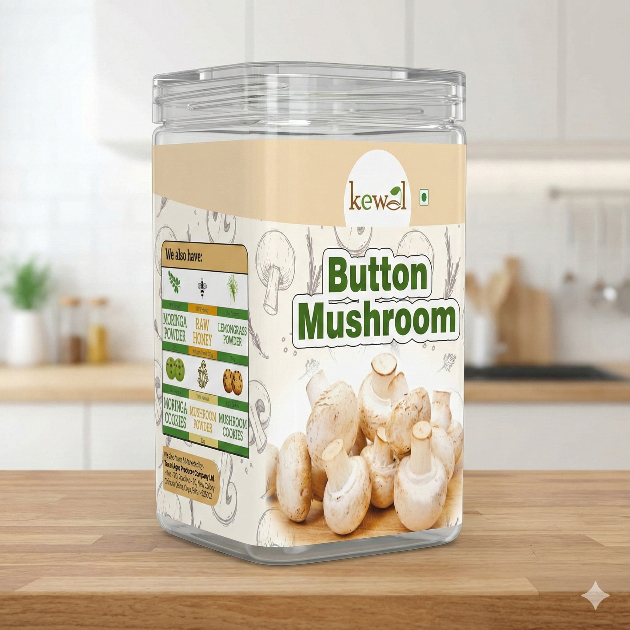 Button Mushroom back label